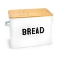 thumbnail image 1 of Granrosi 10" Tall Metal Bread Box Storage Container with Bamboo Lid, White, 1 of 7