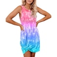 thumbnail image 2 of Pompotops Femme Grande Taille O-Cou Cravate-Teinte Sans Manches O-Collier Mini Robe, 2 of 9