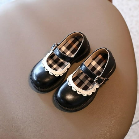 

Promotion!Children s Flats Flower Side Princess Wedding Party Performance Shoes Big Student Girl Shoes for Kids Soft Sole Leather Elegant
