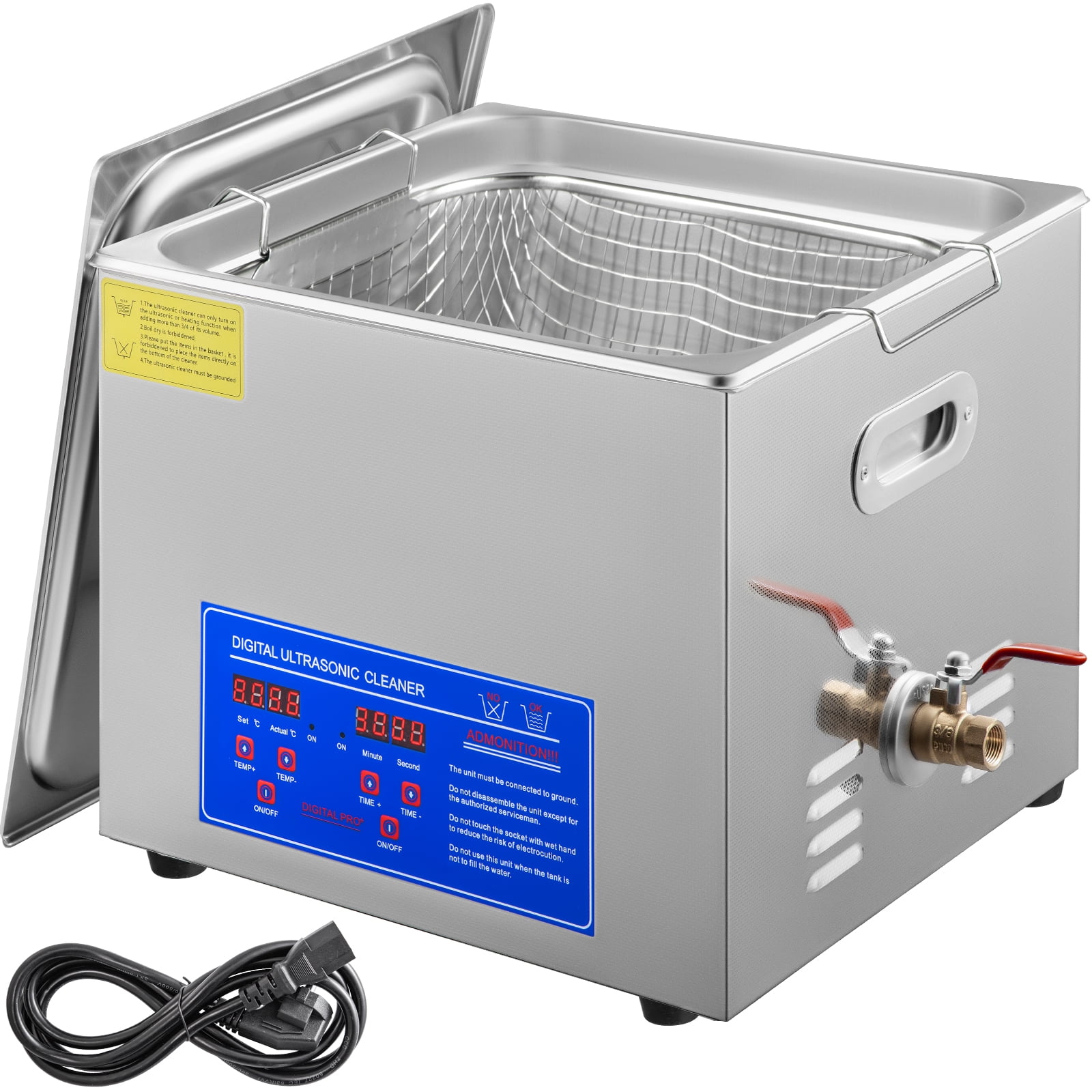 KFFKFF 15L Ultrasonic Cleaning Machine Professional Lab Ultrasonic Cleaning Machine Jewelry Ultrasonic Jewelry Eyeglass Commercial Industrial with Digital Heater Timer Basket