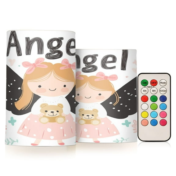 BZSMCE Flameless Candles LED Lights Angel Holding Bear Pattern Creativity Battery Candles