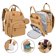 BabbleRoo Diaper Bag Backpack, Waterproof Travel Bag with Changing Pad, Original Baby Bag, Light Brown
