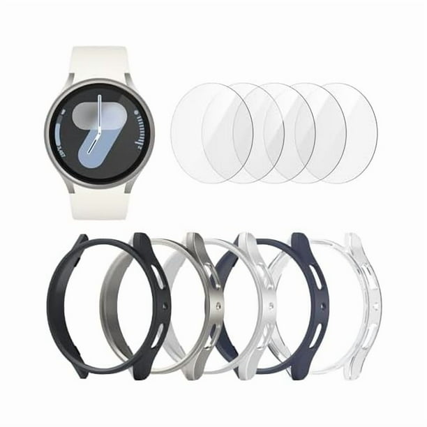 wonima02 [5+5 Pack Galaxy Watch 7 40mm Screen Protector, Waterproof Case Protective Cover+Tempered Glass Screen Protector Ultra-Thin Hard PC Guard Bumper For Samsung Galaxy Watch 7 40mm Men