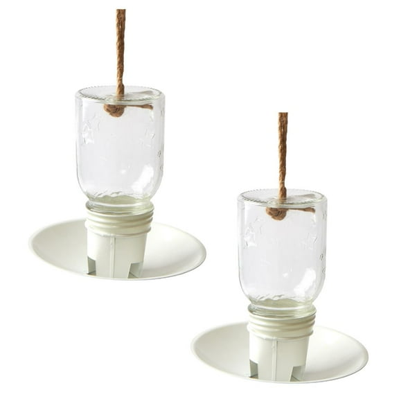 2pc Glass Jar Bird Feeders Set - for Outside Decor - Factory Direct Craft