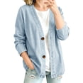 thumbnail image 2 of Lumtrix Denim Jacket For Women Classic Button Front Breathable Stretch Relaxed Fit Lightweight Long Sleeve Cardigan Coat with Pockets Light Blue S, 2 of 7