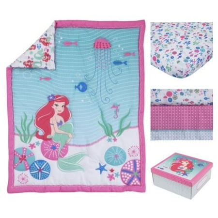 Retro Circles Crib Bedding - Disney Ariel Ocean Beauty 4pc Crib Bedding Set
