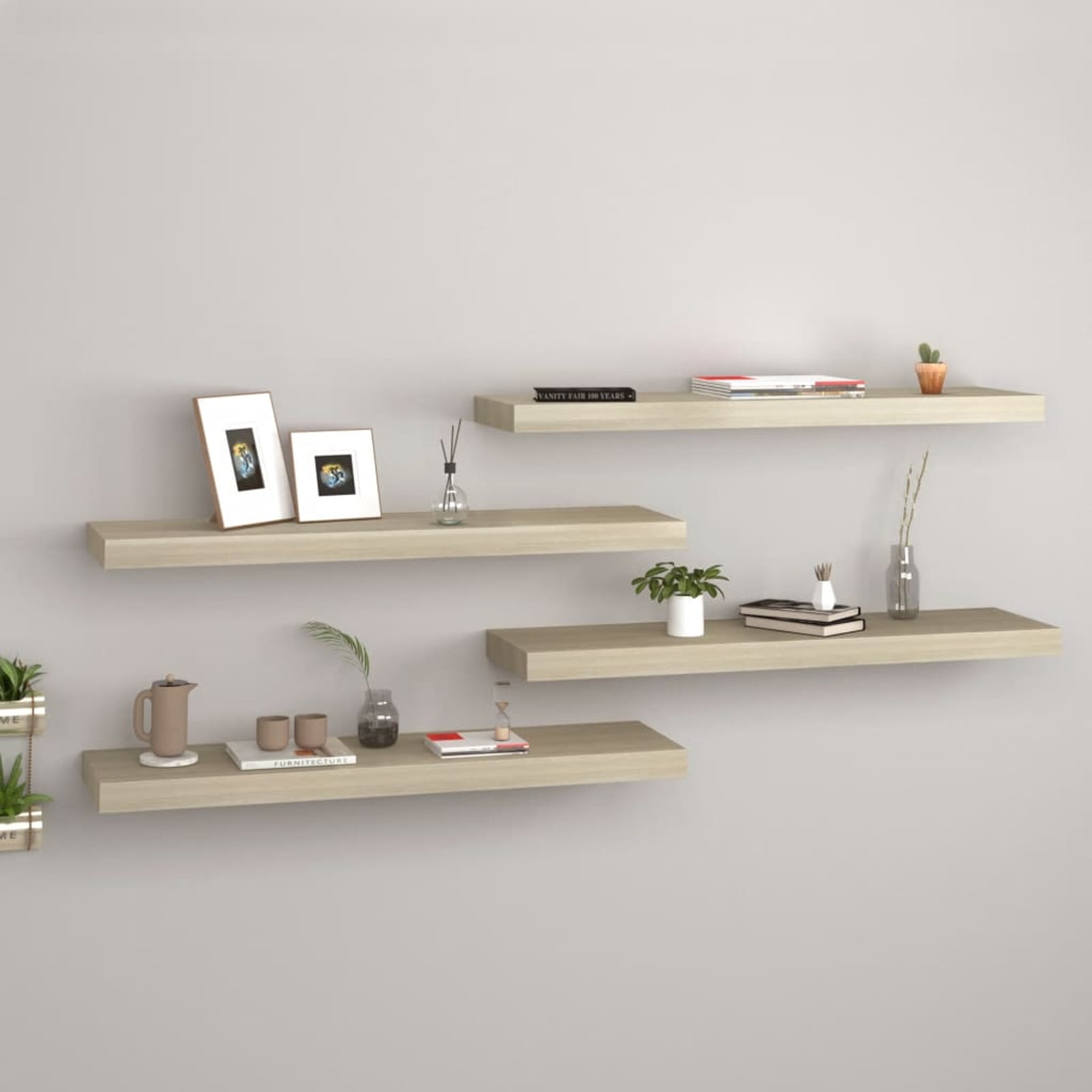 Details about   4PCS Wood Floating Wall Shelves Hanging Swing Rope Shelves for Bedrooms Brown 