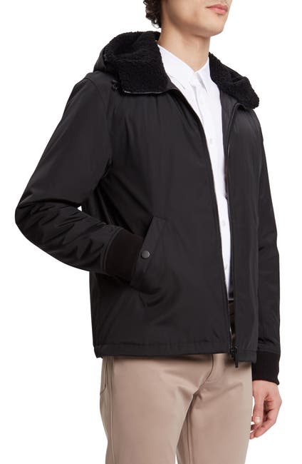 Theory BLACK Vernon Faux Shearling Trim Technical Liner Jacket, US Large - image 3 of 4