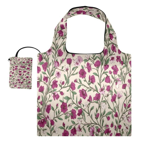 Multi-Functional Foldable Shoulder Handbag | Lightweight And Convenient Ready To Store Fashionable And Durable Suitable For Daily Commuting And Traveling Red-pink Magenta Flowers