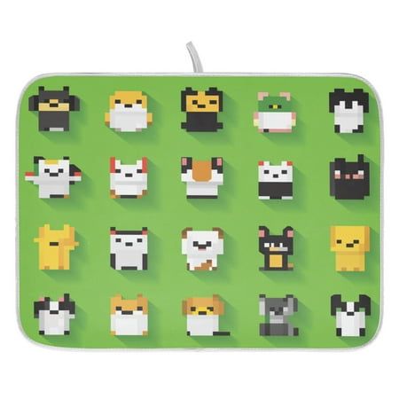 

Classic Animal Pattern Dish Drying Mat for Kitchen Quick Drying Absorbent Soft Durable 18 x 24