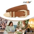 thumbnail image 5 of SUOSDEY Ladies Leather Belt Fashion Women Belts for Jeans with Gold/Silver Buckle, 5 of 7