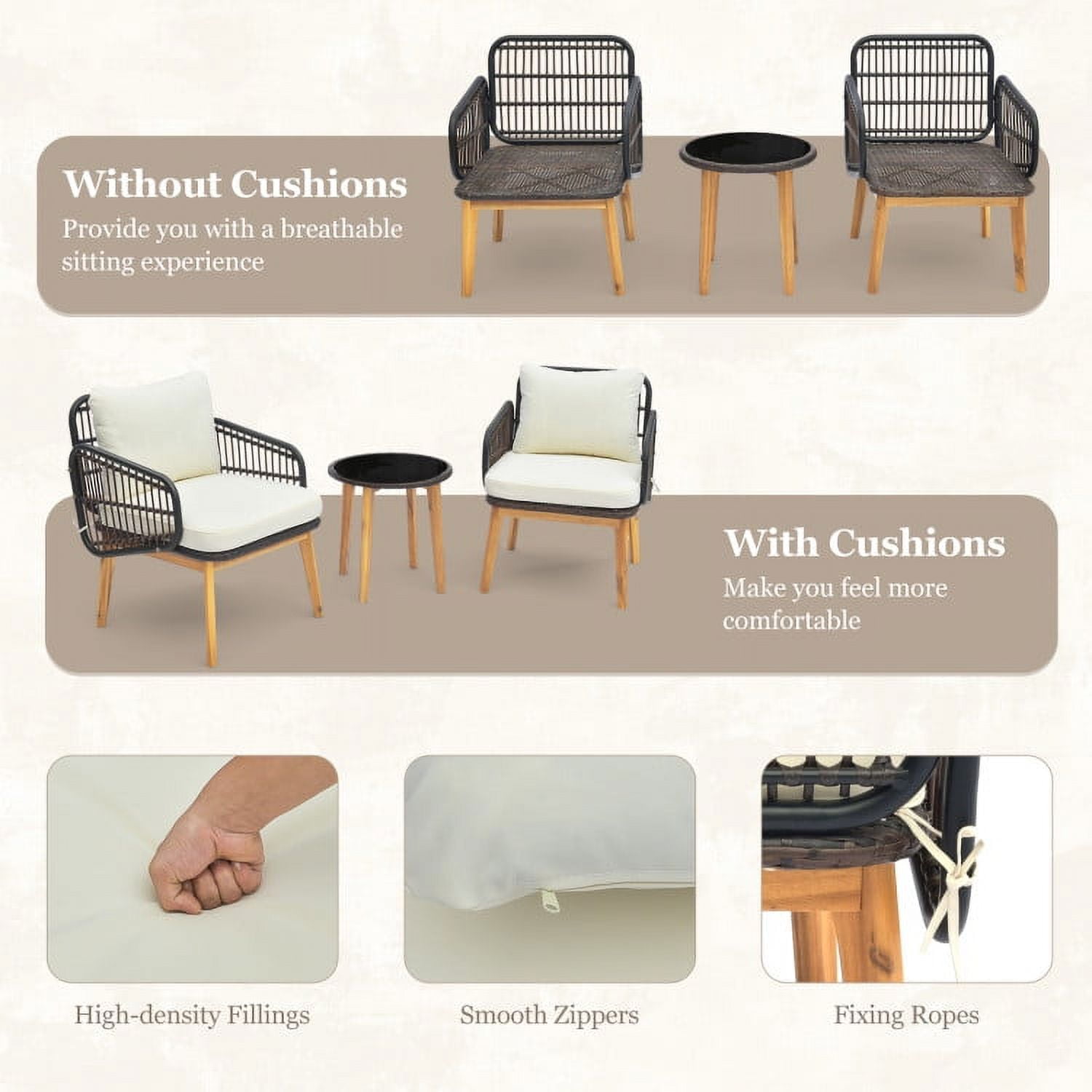 Aimee Lii 3 Pieces Patio Conversation Sofa Set with Tempered Glass Side Table, Outdoor Patio Set, Black Aimee Lii 3 Pieces Patio Conversation Sofa Set with Tempered Glass Side Table, Outdoor Patio Set, Black