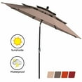 thumbnail image 2 of Gymax 10ft 3 Tier Patio Market Umbrella Aluminum Sunshade Shelter Double Vented Tan, 2 of 10