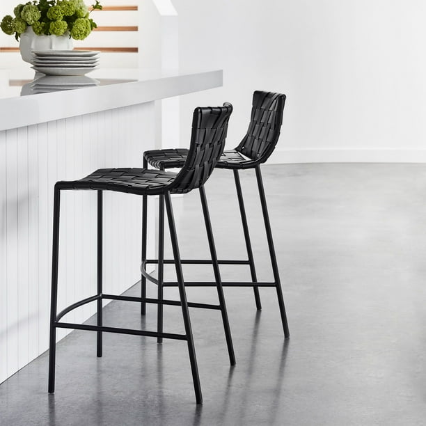 Leather weave 2024 bar stool