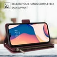 thumbnail image 4 of ELEHOLD for iPhone 14 Case, PU Leather Case Magnetic Closure Handbag Zipper Pocket Kickstand Card Slots Flip Shockproof Wallet Case with Strap,Winered, 4 of 9