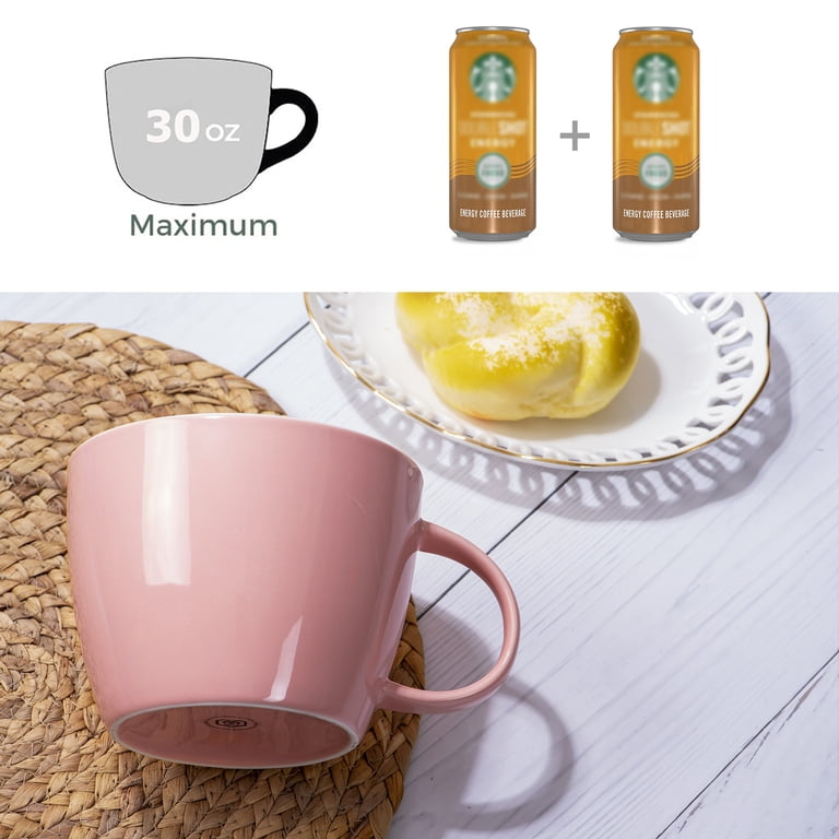 fMSDD Extra Large Coffee Mug, Pink Ceramic Coffee Cup, Soup Bowl with  Handle 30oz for Office Home and Gift Idea, Dishwasher and Microwave Safe