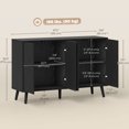 thumbnail image 3 of HOMCOM Buffet, Armoire Buffet Cannelée avec Tablettes Ajustables, Noir, 3 of 10