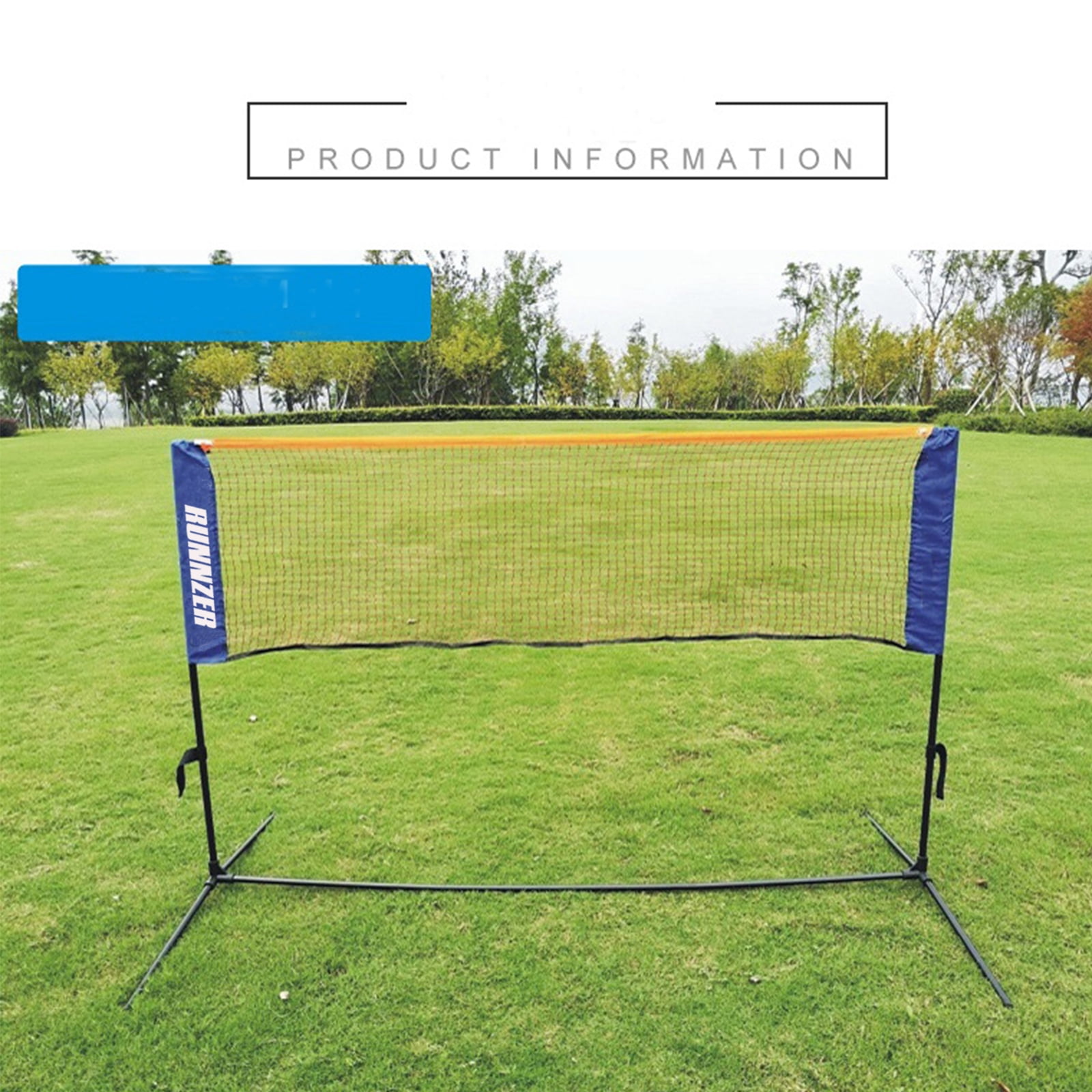 RUNNZER Portable Badminton Net Set, Adjustable Height Tennis Net, Kids Volleyball,Soccer Net Easy Setup Nylon Sports Net with Poles for Backyard, Indoor, Outdoor, Beach