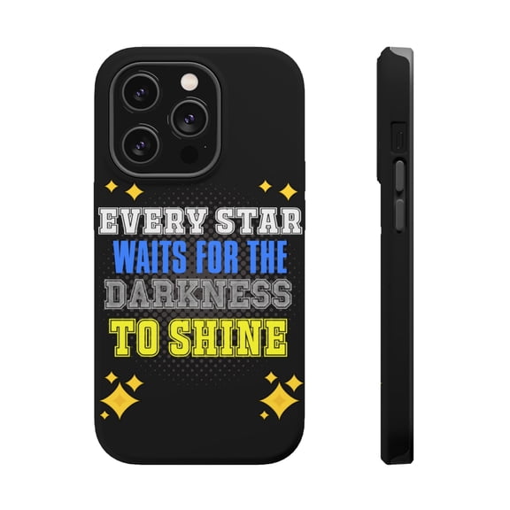 DistinctInk Tough Case for Apple iPhone 15 PRO (6.1" Screen), Compatible with MagSafe Charging - Every Star Waits for Darkness To Shine