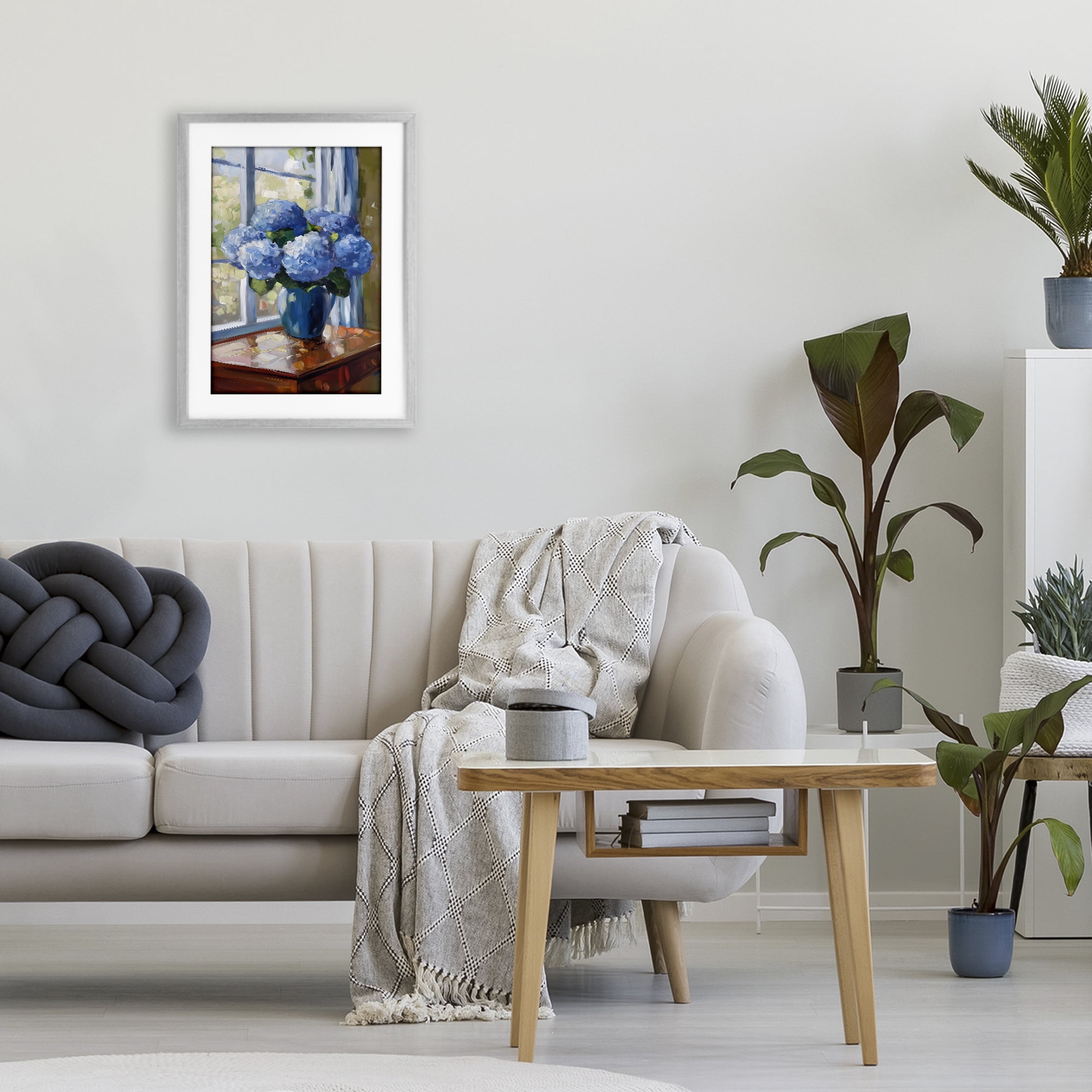 Stupell Industries Winter Hydrangeas by Window Gray Framed Print Under Glass, design by Creative Studio