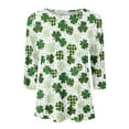 thumbnail image 4 of lcziwo Hauts à Manches 3/4 pour Femme de la Saint-Patrick, T-Shirt de la Saint-Patrick pour Femme Trèfle Shamrock Porte-Bonheur Blouses de la Saint-Patrick à Manches 3/4 Col Ras du Cou Haut Mode 2024 TG, 4 of 4