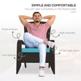 thumbnail image 4 of Outsunny Rattan Adirondack Chair Wicker Fire Pit Chair w/ Cushion Turquoise, 4 of 10