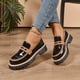 thumbnail image 5 of Xucatan Women's Patent Leather Tassel Loafers, Chunky Sole Slip-On Flat Shoes, Classic British Style Casual Shoes for Women, Plus Size Uniform Shoes Gift, 5 of 8