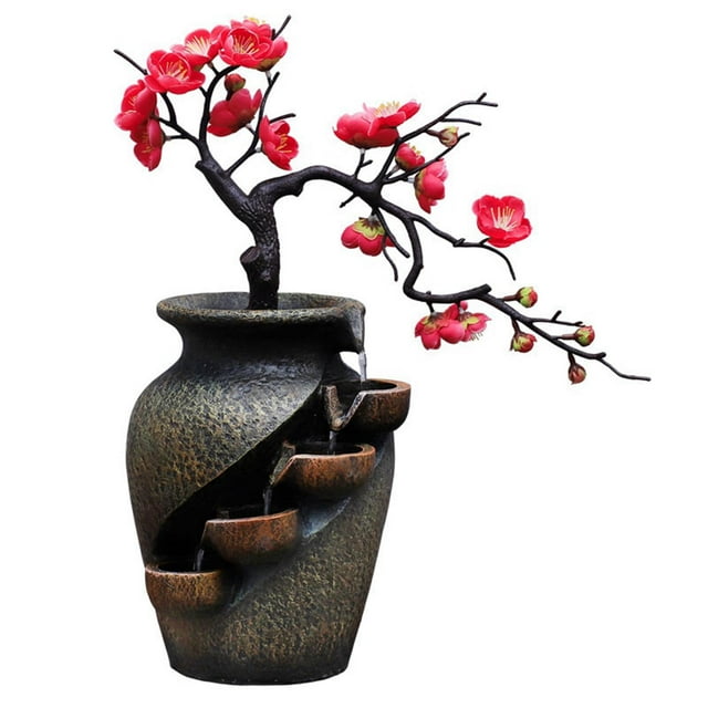 Fuente de agua para interiores, diseño de jarrón de Fengshui con agua corriente para decoración de escritorio para habitación del hogar Zulema Fuente de mesa