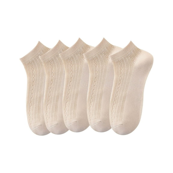 WRKEKC 5PC Women's Ankle Socks Combed Cotton Breathable Mesh Low Cut Socks Multiple Solid Colors for Summer Casual and Daily Wear