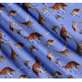 thumbnail image 3 of Soimoi Blue Cotton Voile Fabric Kangaroo & Giraffe Animal Decor Fabric Printed Yard 56 Inch Wide, 3 of 7