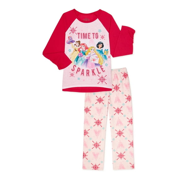 Disney Princess Girls Exclusive Long Sleeve Top & Long Pants, 2-Piece Pajama Set Sizes 4-12