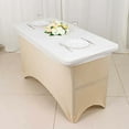 thumbnail image 2 of Balsa Circle 4 feet White Fitted Spandex Rectangular Table Top Cover Wedding Catering Home Dining Party, 2 of 8