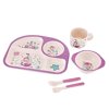 MaoXin 5 Piece Bamboo Dinnerware Set Family Rated Natural bamboo - 100% Biodegradable (Purple Mermaid)