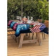 thumbnail image 4 of 52x70 Inch Outdoor Tablecloth with Umbrella Hole Zipper Rectangle 4th of July Rectangular Tablecloths Outside Waterproof American Flag Independence Day Floral Black Patio Table Cover for Picnic Party, 4 of 8