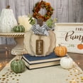 thumbnail image 2 of Northlight 9" Beige Happy Fall Wooden Pumpkin Fall Harvest Decoration, 2 of 3