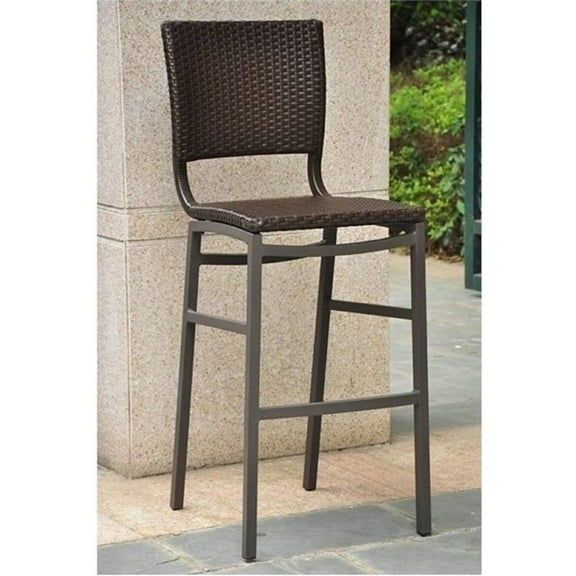 Bowery Hill Wicker Aluminum Patio Bar Stool (Set of 2)