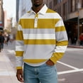 thumbnail image 4 of FRSASU Mens Waffle Knited Polo Shirts Striped Dressy thermal Basic Button Collar Long Sleeve Sweater Yellow, 4 of 5