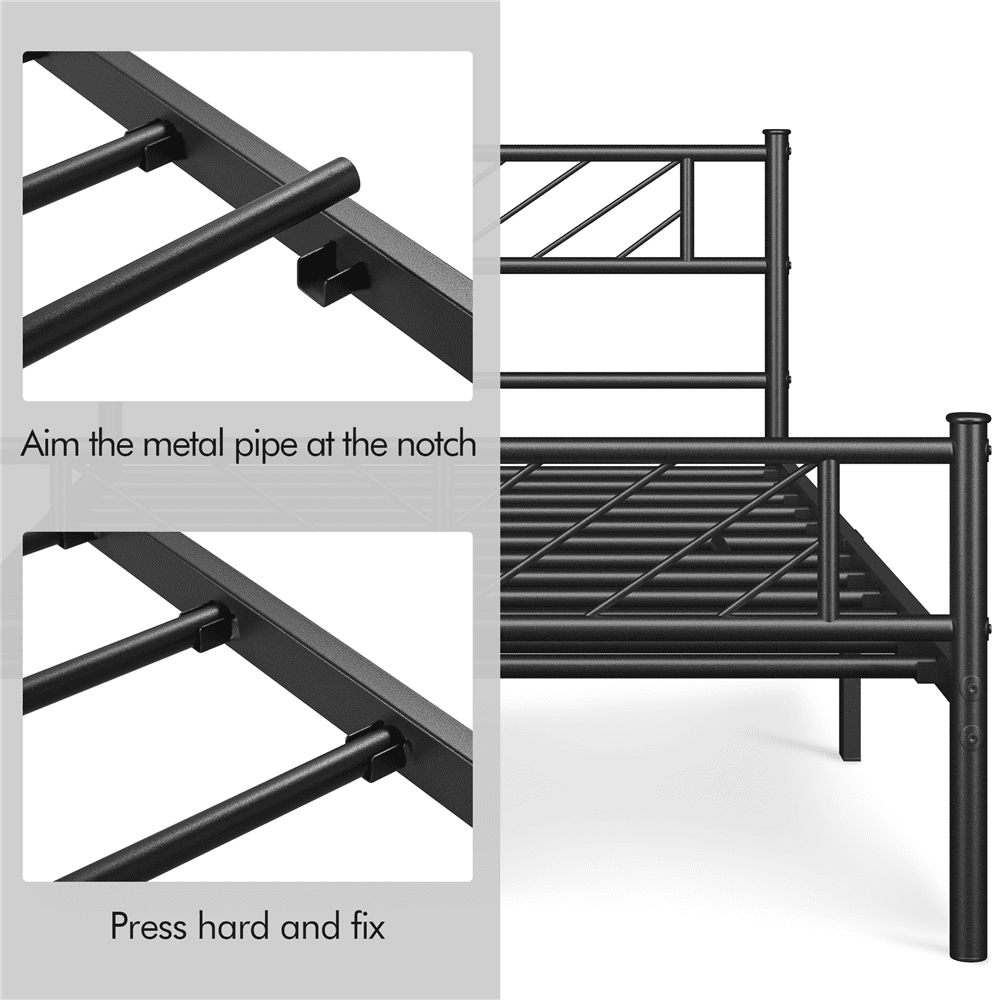 Topeakmart Twin Size Metal Platform Bed Frame with Headboard and Footboard, Black