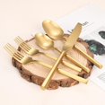 thumbnail image 4 of ABPETE 20-Piece Matte Gold Flatware Set,Hexagon Handle Steel Cutlery,Dishwasher Safe & Wedding-Ready (Matt gold), 4 of 8