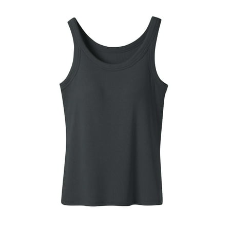 RYRJJ Womens Shelf Bra Tank Tops Racerback Workout Camis Yoga Shirt Cotton Basic Layer Padded Bra Undershirt(Dark Gray M)