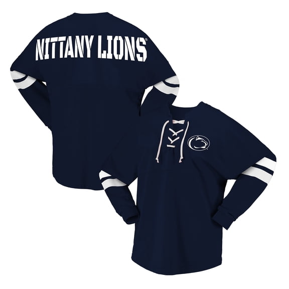 Unisex Spirit Jersey Navy Penn State Nittany Lions Lace-Up V-Neck Long Sleeve T-Shirt