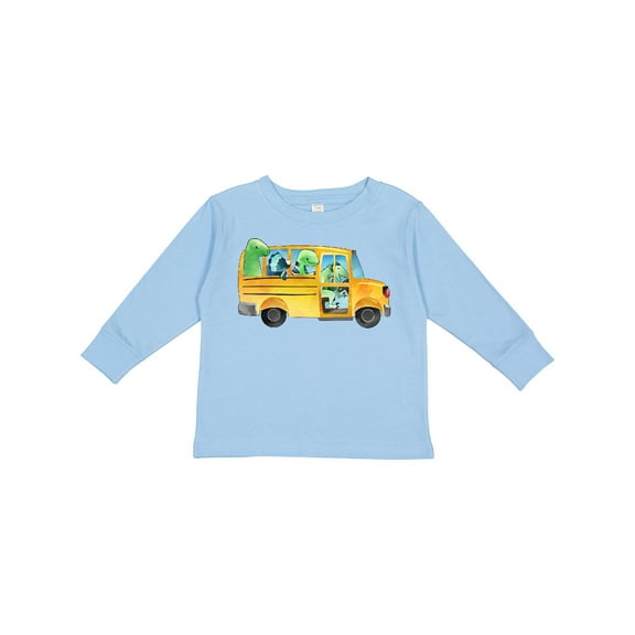 Inktastic Back to School Bus with Dinosaurs Boys or Girls Long Sleeve Toddler T-Shirt