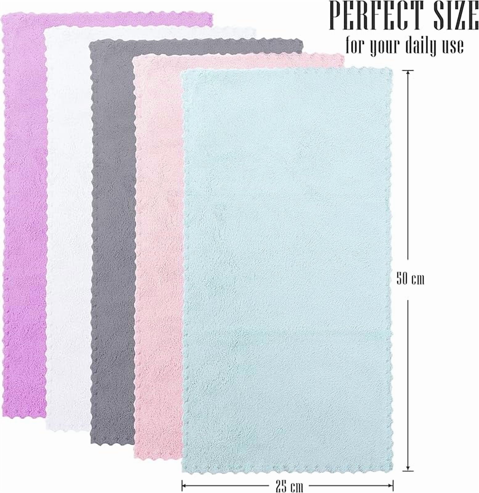 24 Pack Kitchen Dishcloths - Does Not Shed Fluff - Reusable Dish Towels, Dish cloths, Super Absorbent Coral Fleece Cleaning Cloths, Nonstick Oil Washable Fast Drying, 7 x 9 Inch (Multicolor)