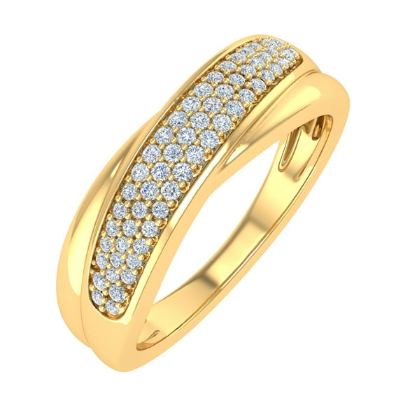 1/4 Carat Diamond Wedding Band Ring in 10K Yellow Gold (Ring Size 7.5) (I1-I2 Clarity)