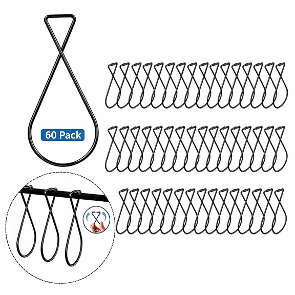 Drop Ceiling Clips 60 Pack T Bar Hanging Hooks Heavy Duty Metal Suspended Ceiling Grid Tile Hook for Office Classroom Party Decoration Black
