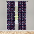 thumbnail image 2 of Ambesonne Mexican Curtains, Repetitive Sugar Skulls, Pair of 28"x63", Indigo and Multicolor, 2 of 4