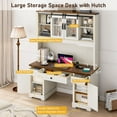 thumbnail image 2 of 76" Tall Pantry Cabinet Kitchen Hutch w/ Sliding Glass Doors & Charging Station, Farmhouse Coffee Bar Cabinet w/ 3 Drawers & Microwave Stand, 2 of 8