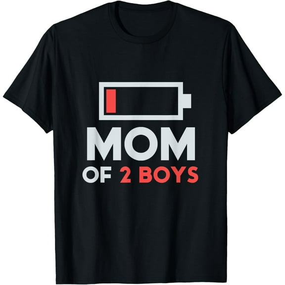 black Shirt Mom of 2 Boys Gift from Son Mothers Day Birthday Women T-Shirt