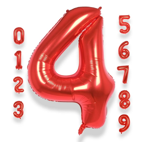 Globo AULE Big Red Number 4, lámina de helio, 40 pulgadas