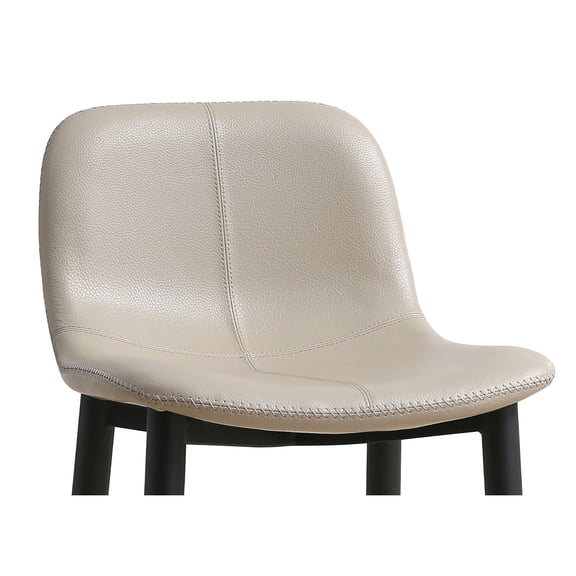 Neo-Classical Counter Stool - Taupe Faux Leather, Fixed Height, Metal Legs - Kitchen Bar Dining